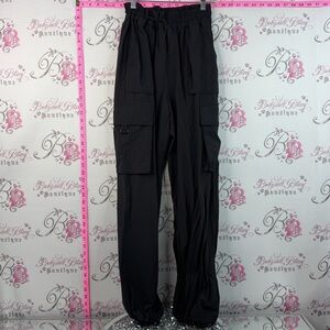 Pants cargo style elastic details pockets bottoms Black Cargo Jogger Pants y2k